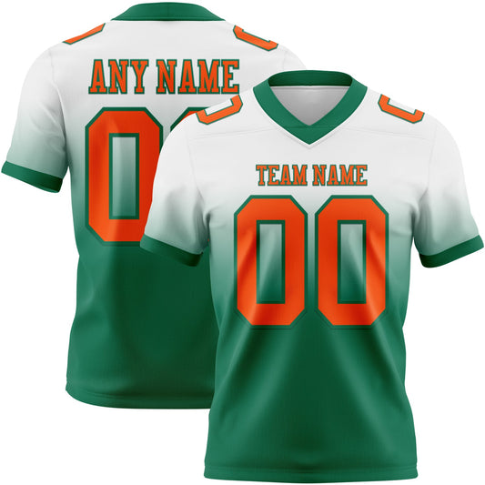 Custom White Orange-Kelly Green Mesh Authentic Fade Fashion Football Jersey - Sky-Custom