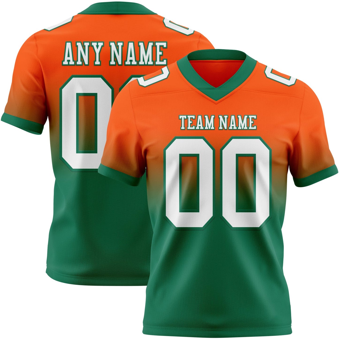 Custom Orange White-Kelly Green Mesh Authentic Fade Fashion Football Jersey - Sky-Custom