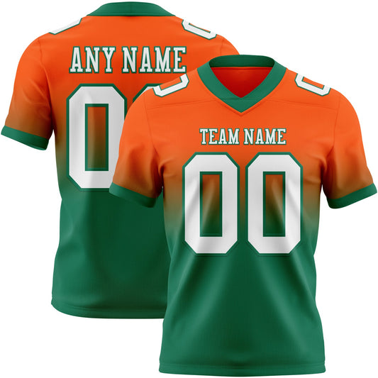 Custom Orange White-Kelly Green Mesh Authentic Fade Fashion Football Jersey - Sky-Custom