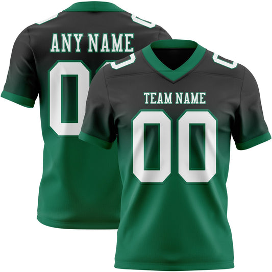 Custom Black White-Kelly Green Mesh Authentic Fade Fashion Football Jersey - Sky-Custom
