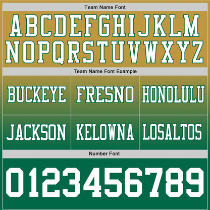 Custom Old Gold White-Kelly Green Mesh Authentic Fade Fashion Football Jersey - Sky-Custom
