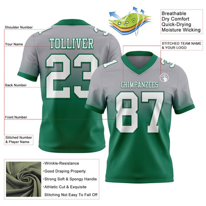 Custom Gray White-Kelly Green Mesh Authentic Fade Fashion Football Jersey - Sky-Custom