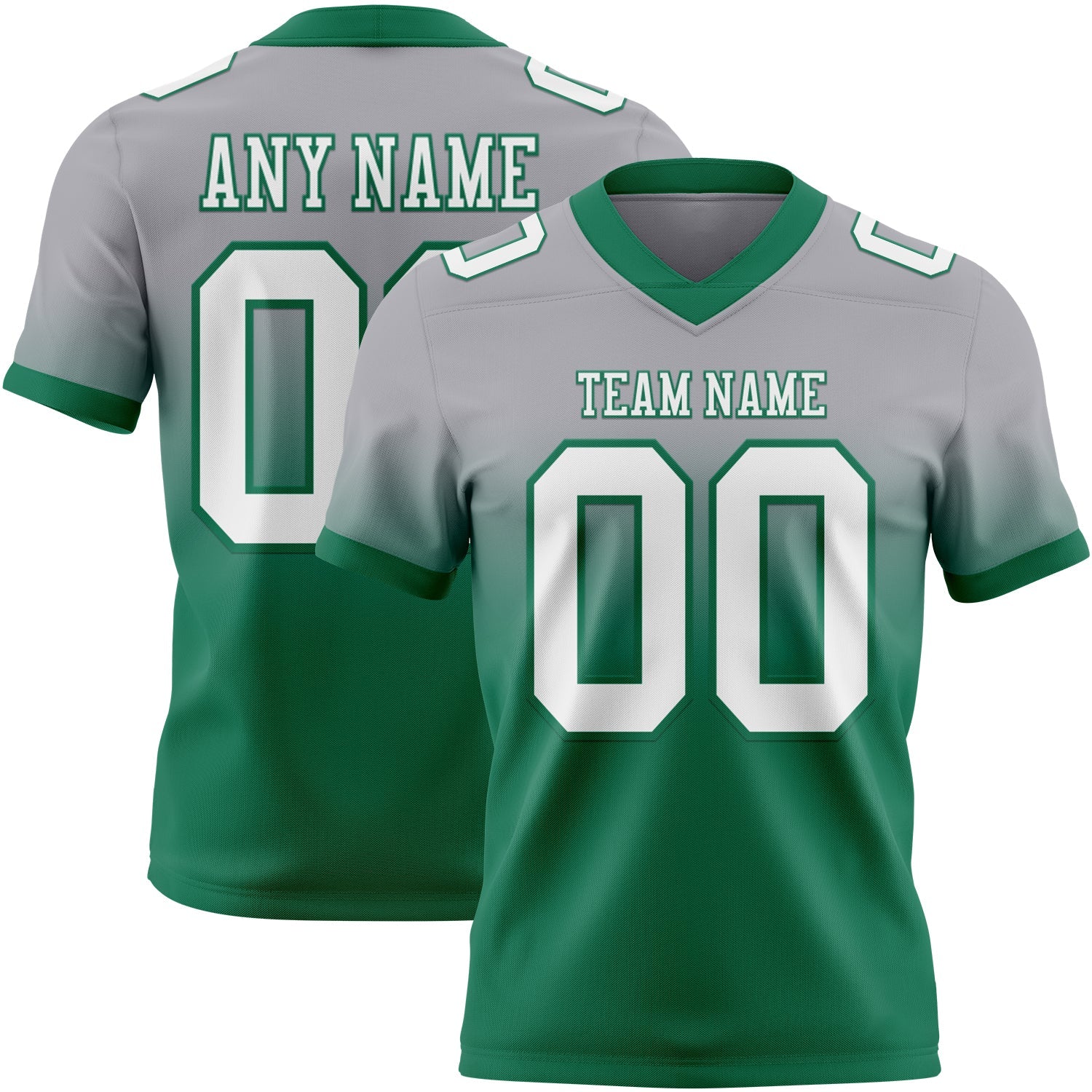 Custom Gray White-Kelly Green Mesh Authentic Fade Fashion Football Jersey - Sky-Custom