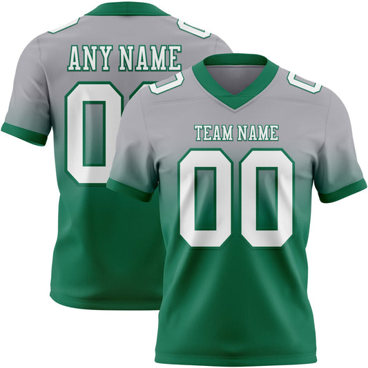 Custom Gray White-Kelly Green Mesh Authentic Fade Fashion Football Jersey - Sky-Custom