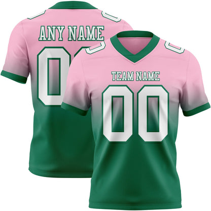 Custom Light Pink White-Kelly Green Mesh Authentic Fade Fashion Football Jersey - Sky-Custom