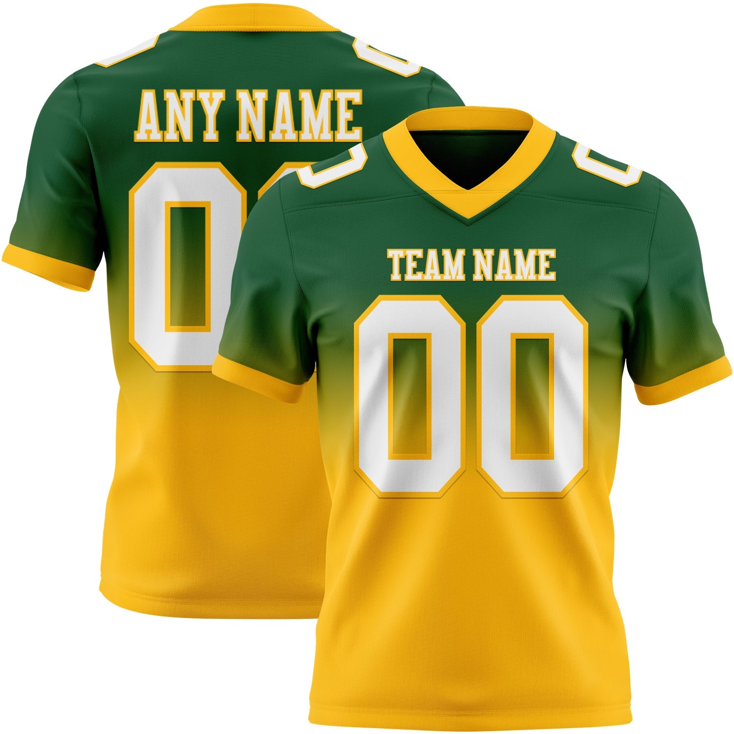 Custom Green White-Gold Mesh Authentic Fade Fashion Football Jersey - Sky-Custom