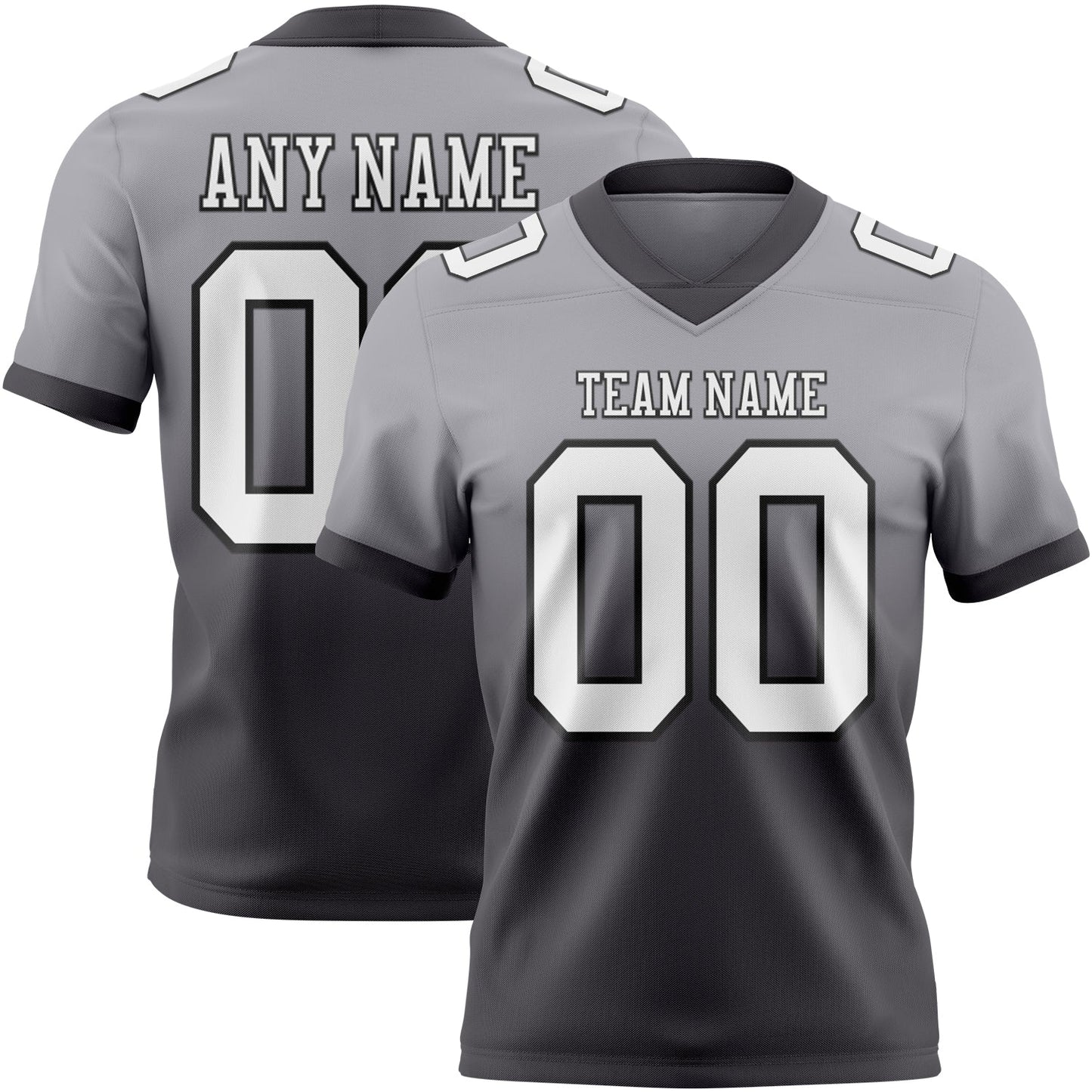 Custom Gray White Steel Gray-Black Mesh Authentic Fade Fashion Football Jersey - Sky-Custom