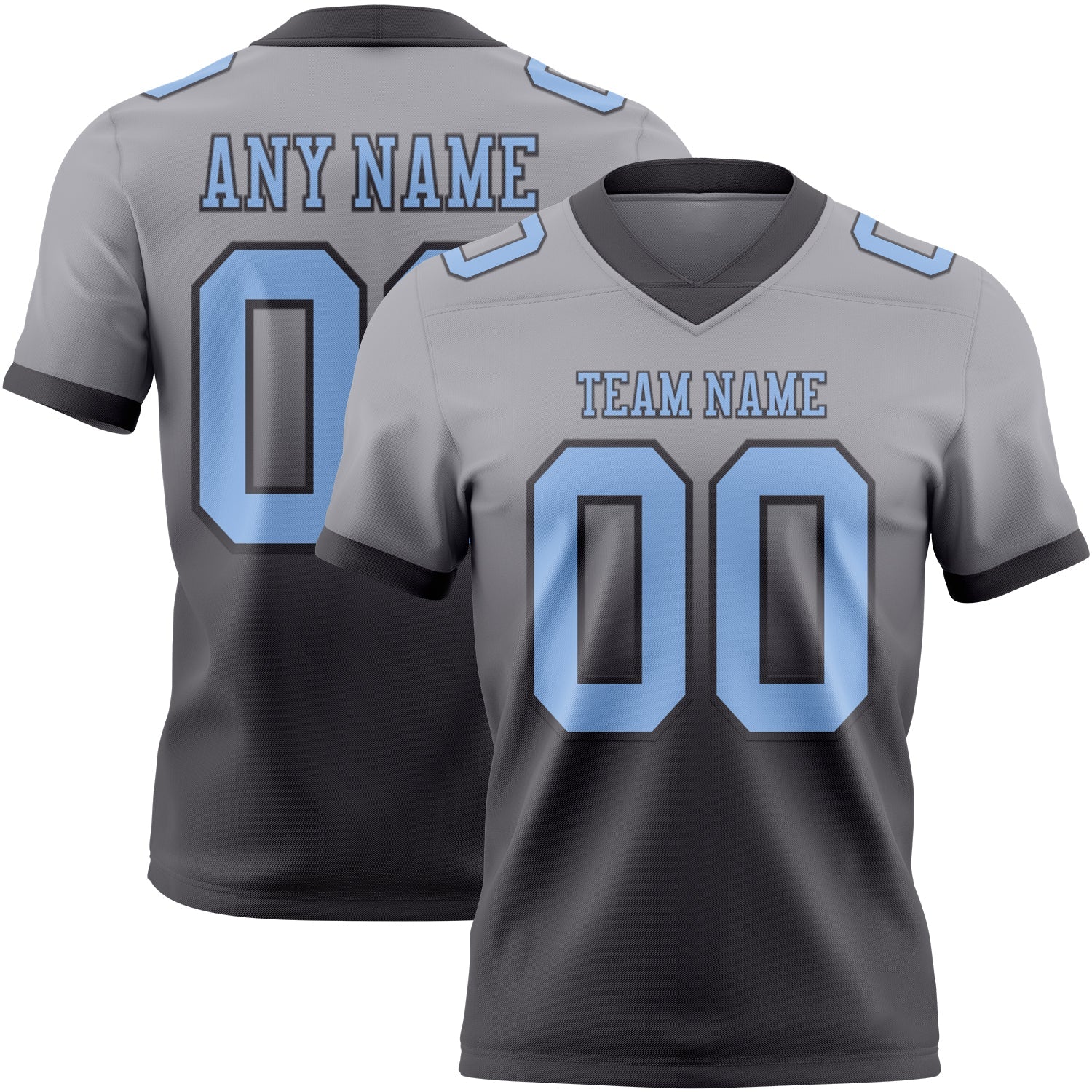 Custom Gray Light Blue-Steel Gray Mesh Authentic Fade Fashion Football Jersey - Sky-Custom