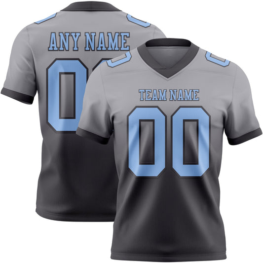 Custom Gray Light Blue-Steel Gray Mesh Authentic Fade Fashion Football Jersey - Sky-Custom