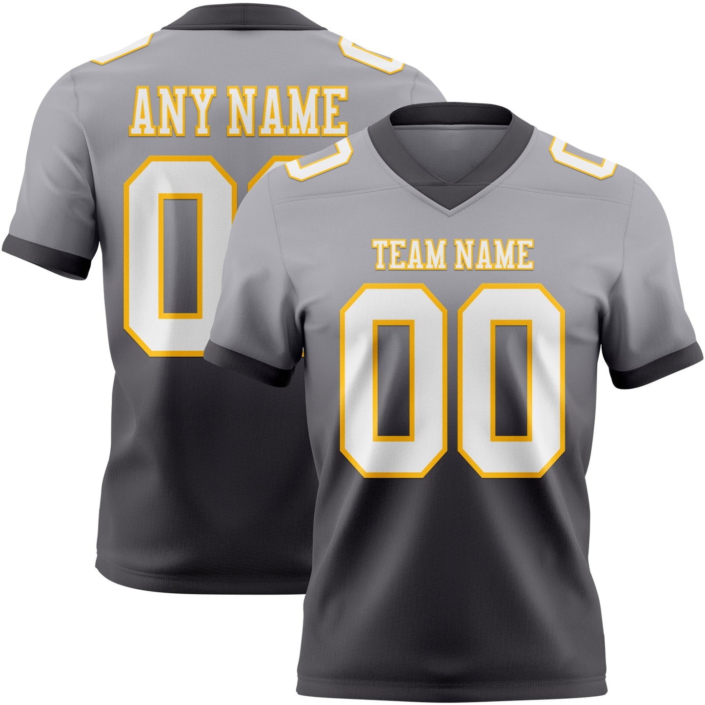 Custom Gray White Steel Gray-Gold Mesh Authentic Fade Fashion Football Jersey - Sky-Custom