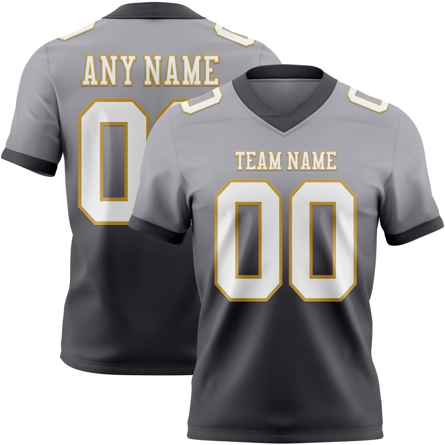 Custom Gray White Steel Gray-Old Gold Mesh Authentic Fade Fashion Football Jersey - Sky-Custom