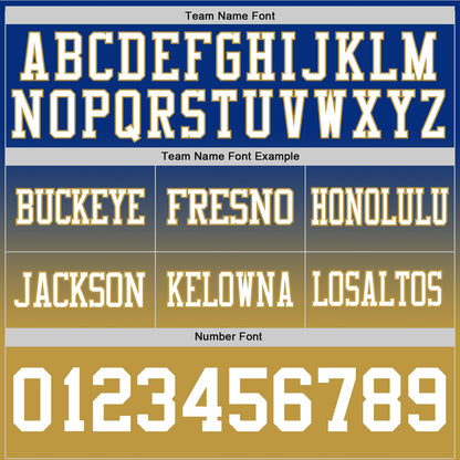 Custom Royal White-Old Gold Mesh Authentic Fade Fashion Football Jersey - Sky-Custom