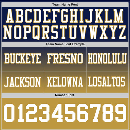 Custom Navy White-Old Gold Mesh Authentic Fade Fashion Football Jersey - Sky-Custom