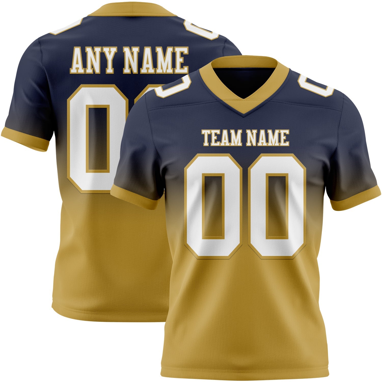 Custom Navy White-Old Gold Mesh Authentic Fade Fashion Football Jersey - Sky-Custom