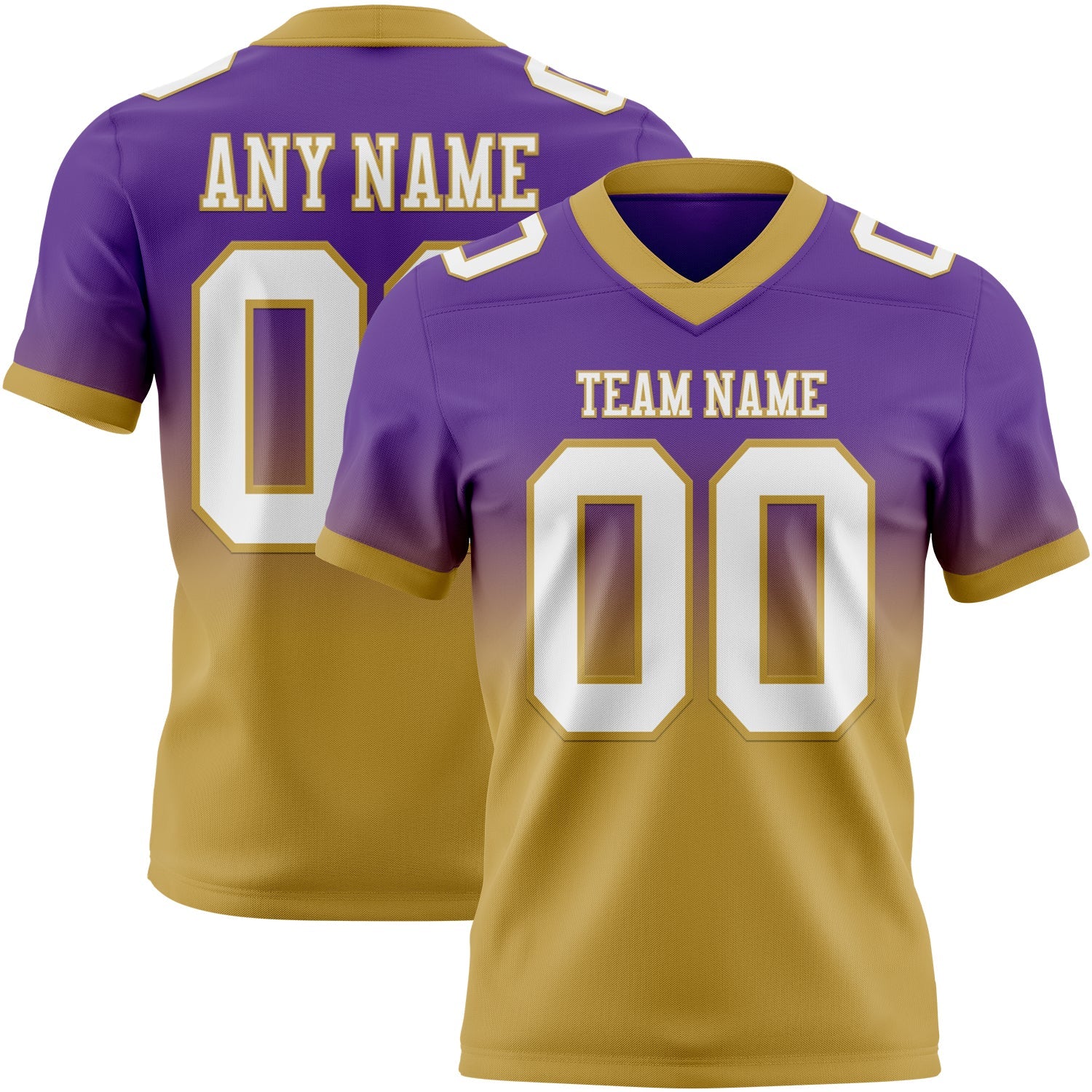 Custom Purple White-Old Gold Mesh Authentic Fade Fashion Football Jersey - Sky-Custom