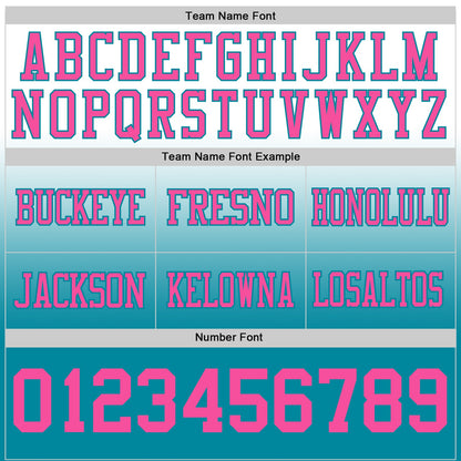 Custom White Pink-Teal Mesh Authentic Fade Fashion Football Jersey - Sky-Custom