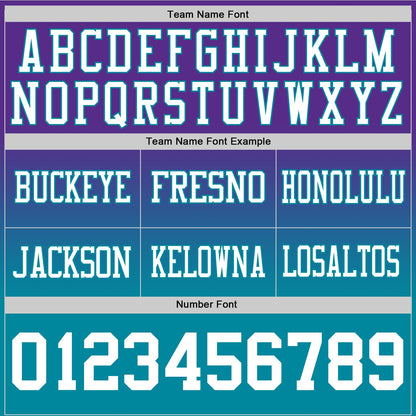 Custom Purple White-Teal Mesh Authentic Fade Fashion Football Jersey - Sky-Custom