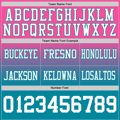 Custom Pink White-Teal Mesh Authentic Fade Fashion Football Jersey - Sky-Custom