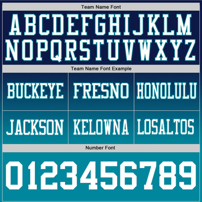 Custom Navy White-Teal Mesh Authentic Fade Fashion Football Jersey - Sky-Custom