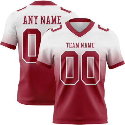 Custom White Cardinal Mesh Authentic Fade Fashion Football Jersey - Sky-Custom