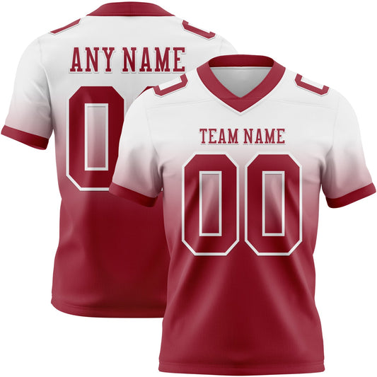 Custom White Cardinal Mesh Authentic Fade Fashion Football Jersey - Sky-Custom