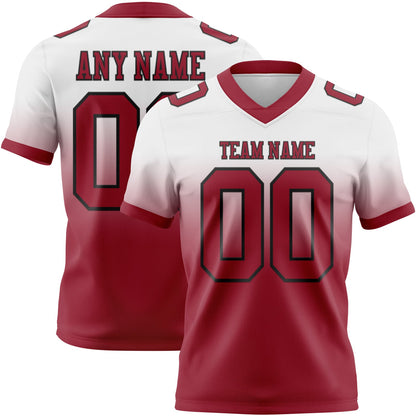 Custom White Cardinal-Black Mesh Authentic Fade Fashion Football Jersey - Sky-Custom