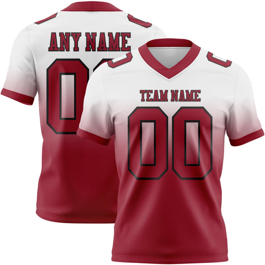 Custom White Cardinal-Black Mesh Authentic Fade Fashion Football Jersey - Sky-Custom