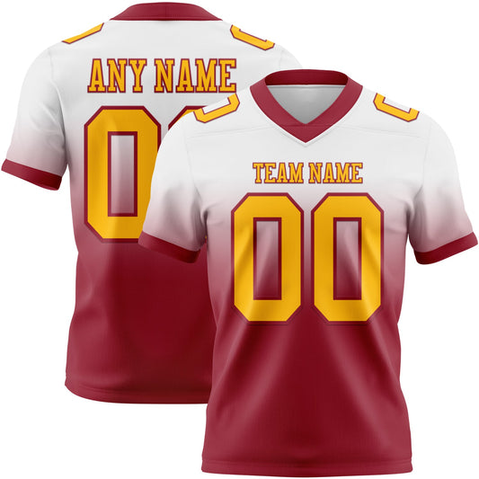 Custom White Gold-Cardinal Mesh Authentic Fade Fashion Football Jersey - Sky-Custom