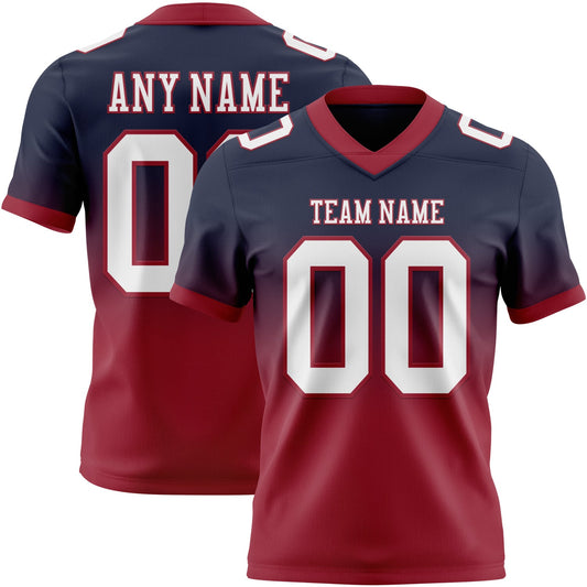 Custom Navy White-Cardinal Mesh Authentic Fade Fashion Football Jersey - Sky-Custom