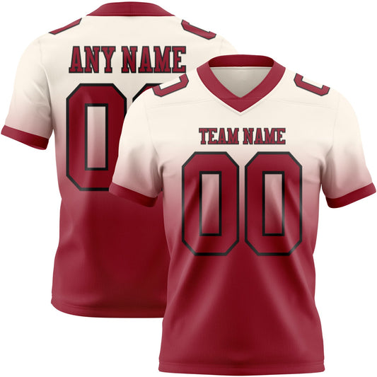 Custom Cream Cardinal-Black Mesh Authentic Fade Fashion Football Jersey - Sky-Custom