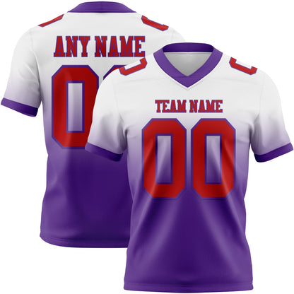 Custom White Red-Purple Mesh Authentic Fade Fashion Football Jersey - Sky-Custom