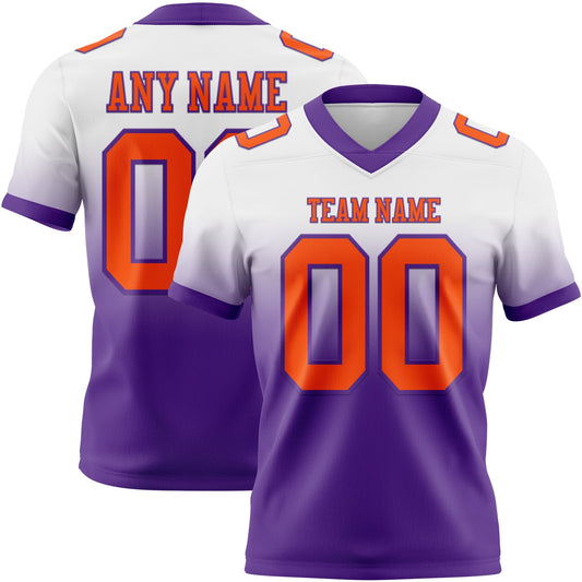 Custom White Orange-Purple Mesh Authentic Fade Fashion Football Jersey - Sky-Custom
