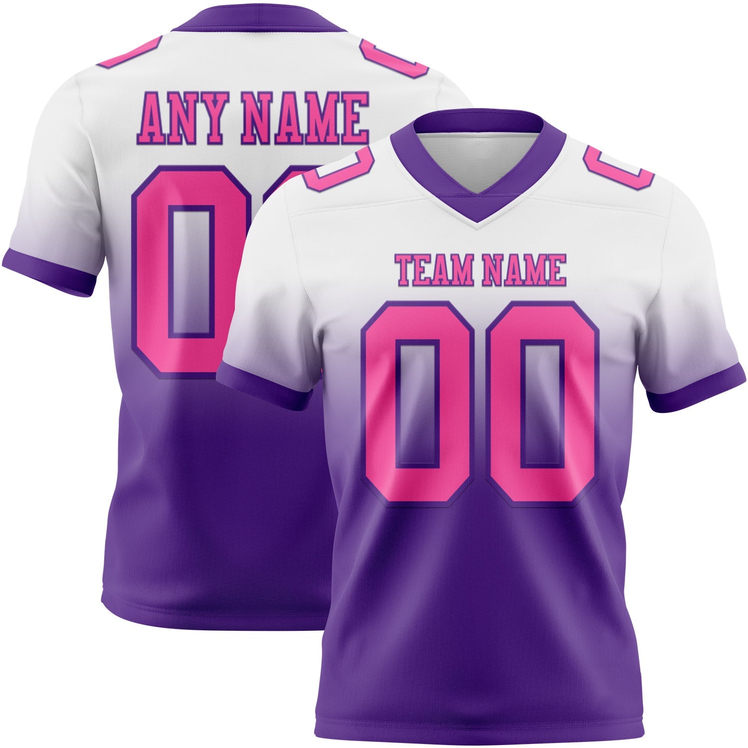 Custom White Pink-Purple Mesh Authentic Fade Fashion Football Jersey - Sky-Custom