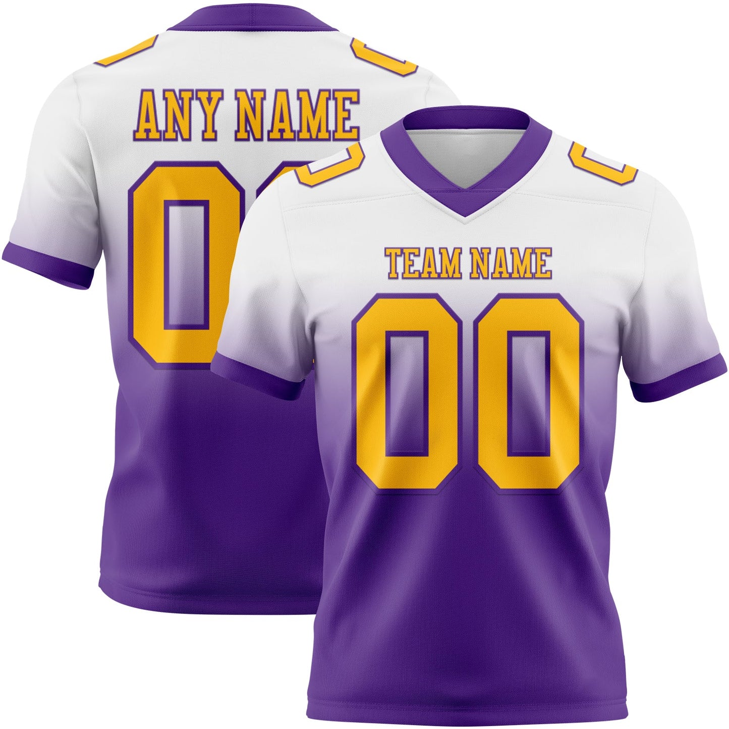 Custom White Gold-Purple Mesh Authentic Fade Fashion Football Jersey - Sky-Custom