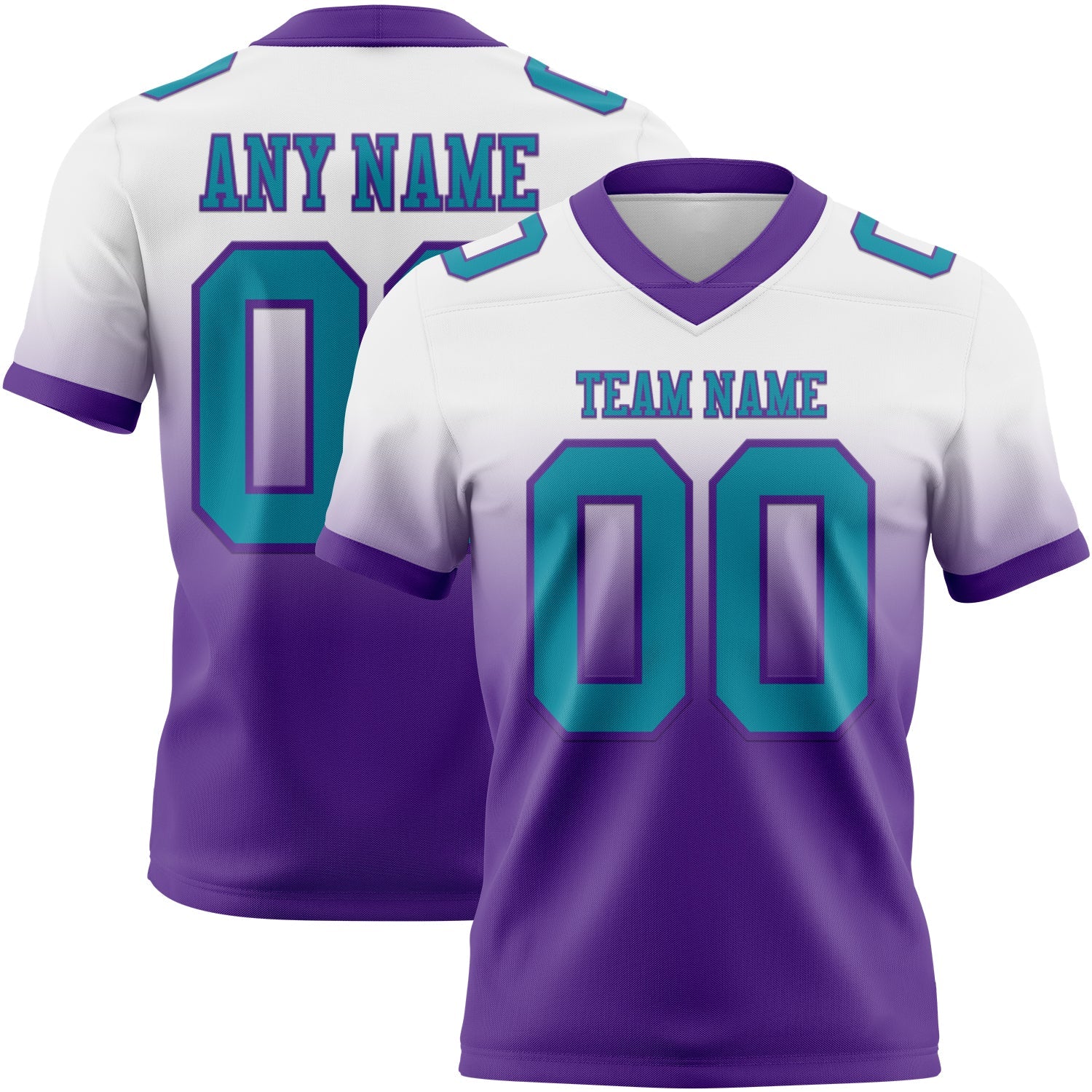 Custom White Teal-Purple Mesh Authentic Fade Fashion Football Jersey - Sky-Custom