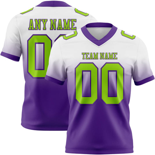 Custom White Neon Green-Purple Mesh Authentic Fade Fashion Football Jersey - Sky-Custom