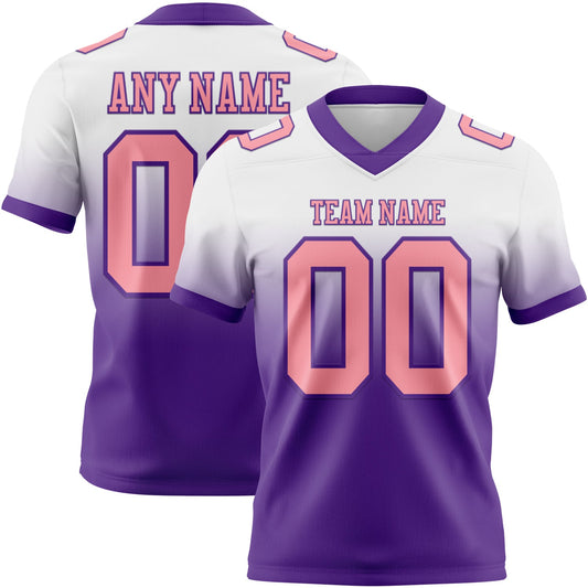 Custom White Medium Pink-Purple Mesh Authentic Fade Fashion Football Jersey - Sky-Custom