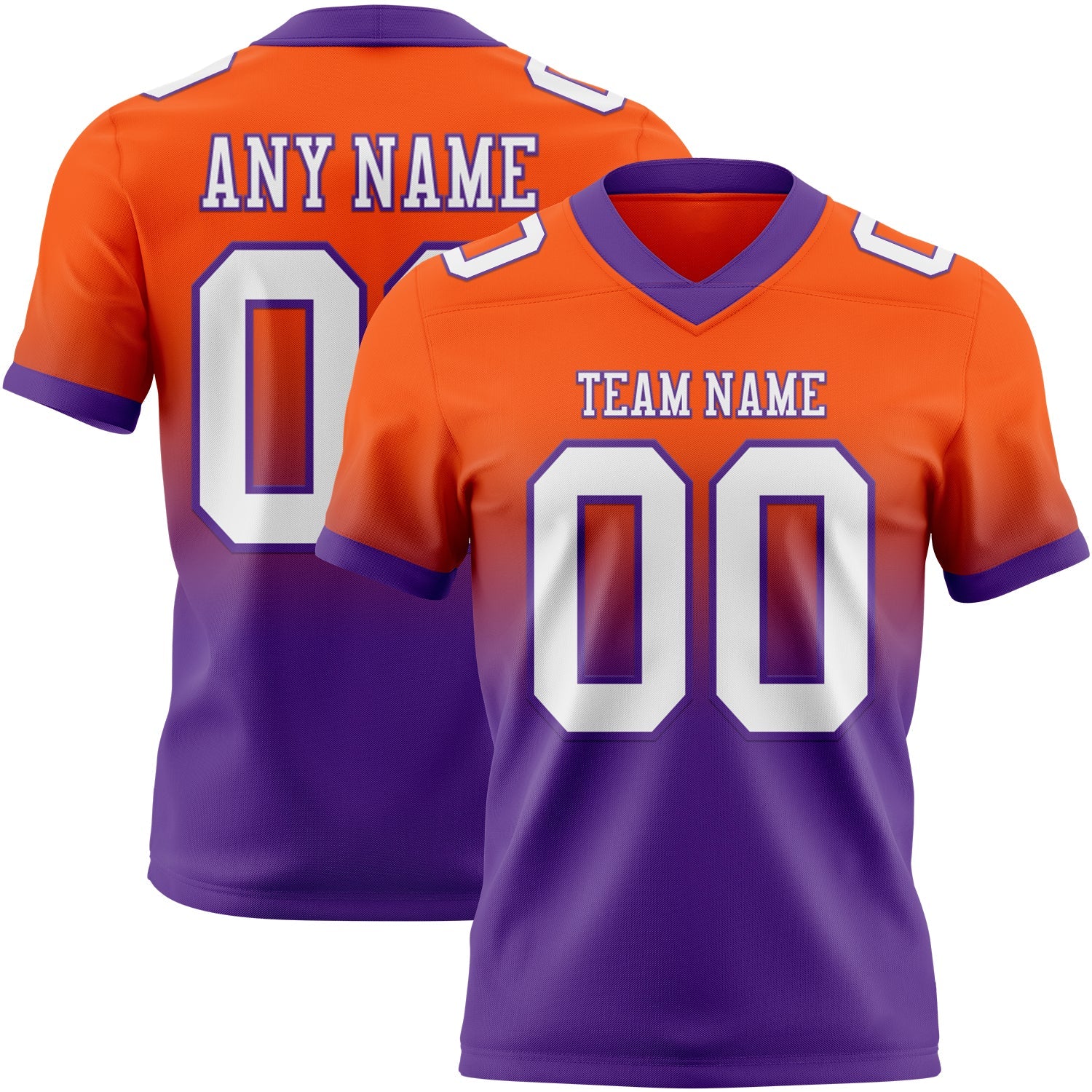 Custom Orange White-Purple Mesh Authentic Fade Fashion Football Jersey - Sky-Custom