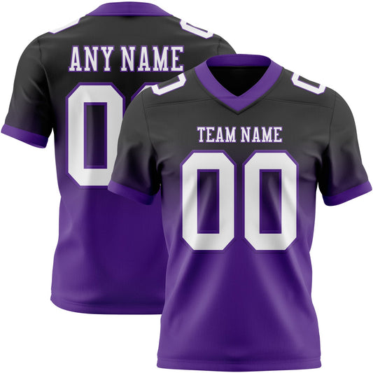 Custom Black White-Purple Mesh Authentic Fade Fashion Football Jersey - Sky-Custom