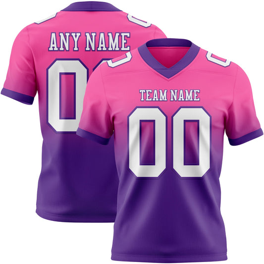 Custom Pink White-Purple Mesh Authentic Fade Fashion Football Jersey - Sky-Custom