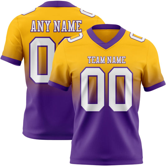 Custom Gold White-Purple Mesh Authentic Fade Fashion Football Jersey - Sky-Custom