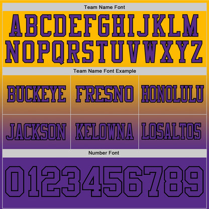Custom Gold Purple-Black Mesh Authentic Fade Fashion Football Jersey - Sky-Custom