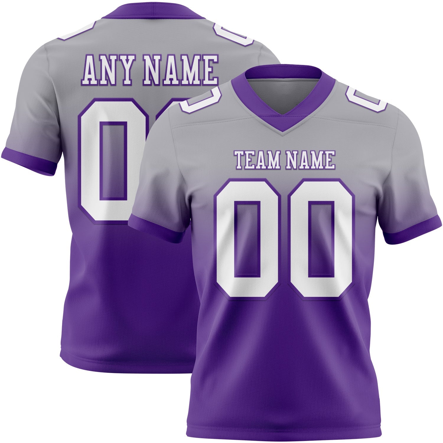 Custom Gray White-Purple Mesh Authentic Fade Fashion Football Jersey - Sky-Custom