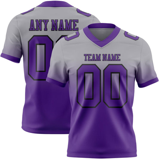 Custom Gray Purple-Black Mesh Authentic Fade Fashion Football Jersey - Sky-Custom