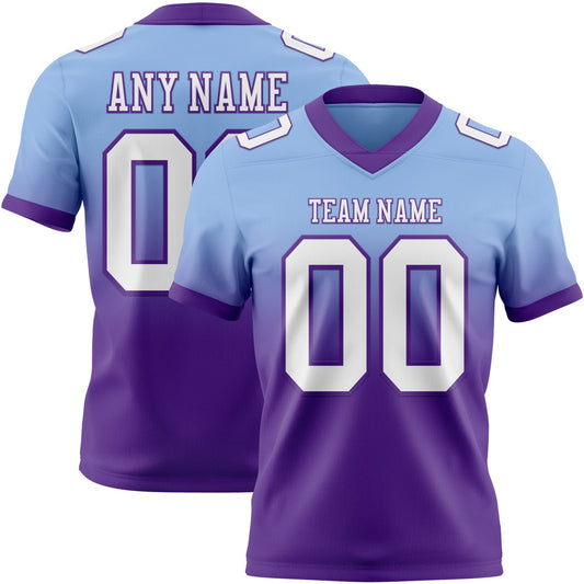 Custom Light Blue White-Purple Mesh Authentic Fade Fashion Football Jersey - Sky-Custom