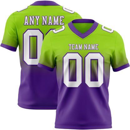 Custom Neon Green White-Purple Mesh Authentic Fade Fashion Football Jersey - Sky-Custom