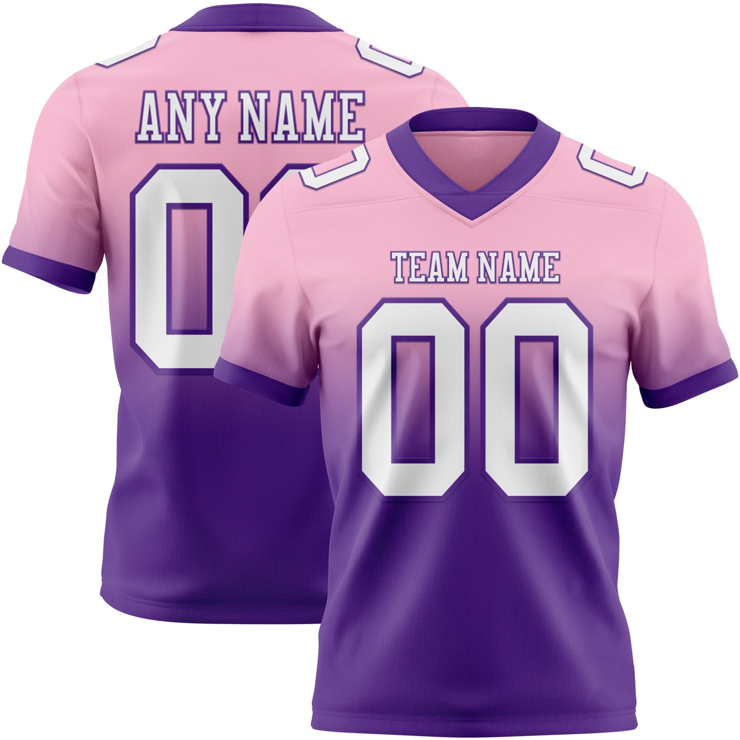 Custom Light Pink White-Purple Mesh Authentic Fade Fashion Football Jersey - Sky-Custom