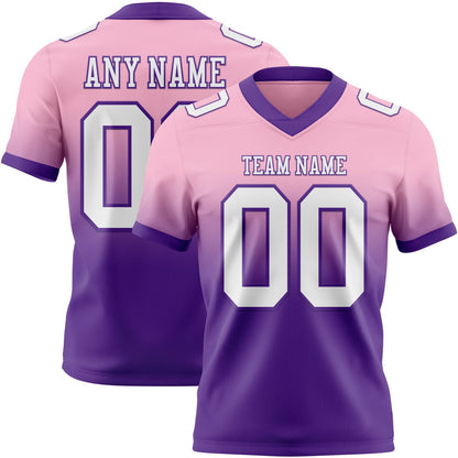 Custom Light Pink White-Purple Mesh Authentic Fade Fashion Football Jersey - Sky-Custom