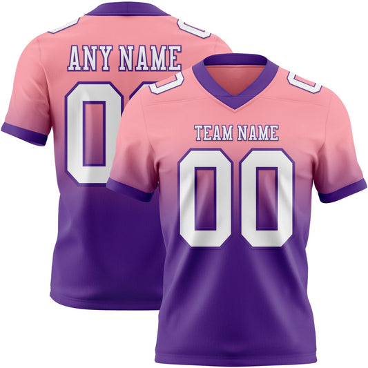 Custom Medium Pink White-Purple Mesh Authentic Fade Fashion Football Jersey - Sky-Custom