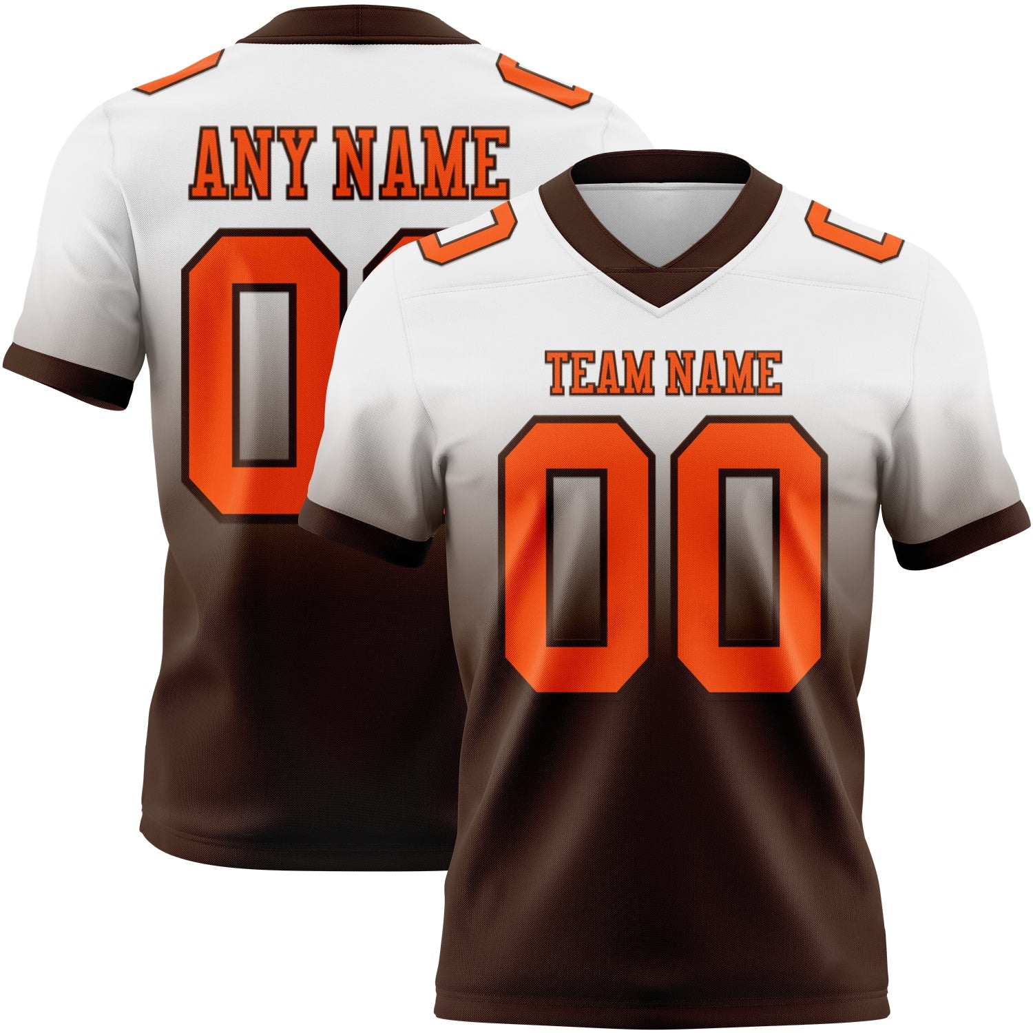 Custom White Orange-Brown Mesh Authentic Fade Fashion Football Jersey - Sky-Custom